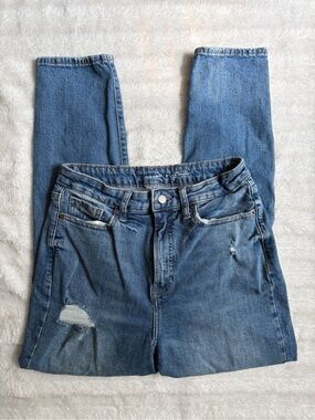 Old Navy Women's O.G Straight Jeans Size 8 High-Rise Distressed Blue Jean
